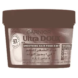 Garnier Ultra Doux Mask Smoothing Hair Food 3 In 1 Coconut And Macadamia Frizzy Unrully Hair 390 Ml