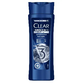 Clear Hair Shampoo Men Face And Body Activated Charcoal 3*1 200 Ml